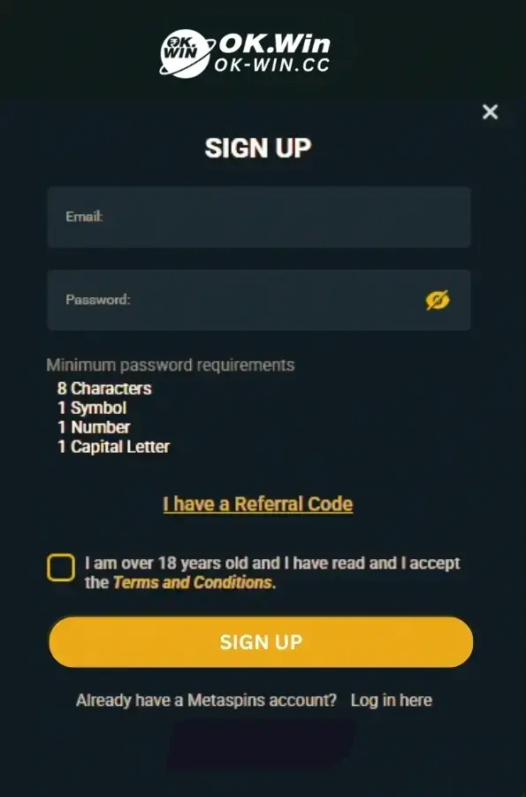 Registering at OK WIN is designed to be fast and stress-free.